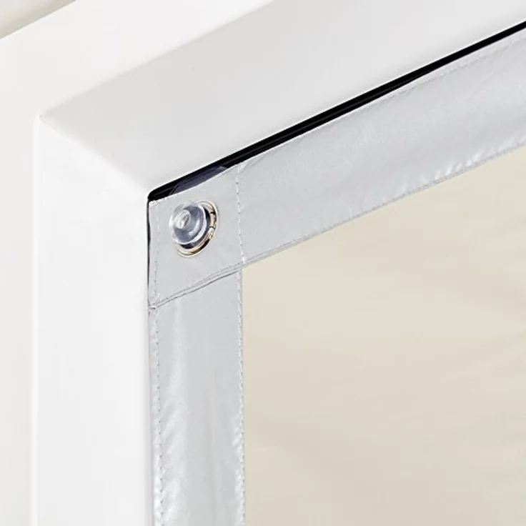 Dachfensterrollo Haftfix Hitzeschutz Abdunkelung, LICHTBLICK ORIGINAL, verdunkelnd, ohne Bohren, verspannt, Haftfix, mit Thermobeschichtung, mit Saugnapf, Beige, B94 x H113 cm – Bild 4