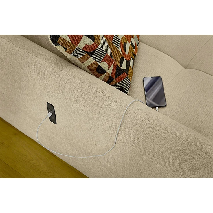 Ecksofa elektrisch USB-C Kopflehne verstellbar Schlafcouch Flachgewebe in Beige – Bild 6