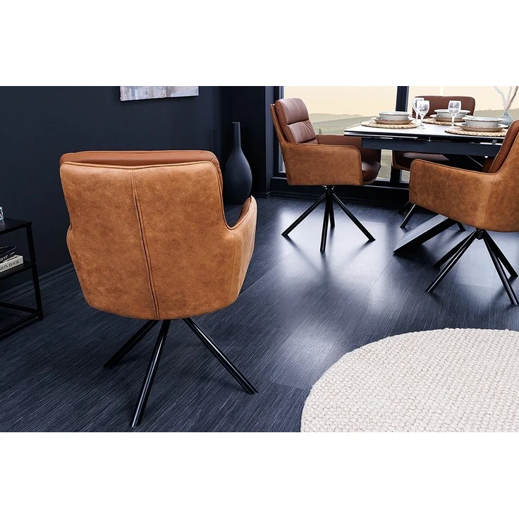 riess-ambiente Polsterstuhl BIG GEORGE cognac / schwarz (Einzelartikel, 1 St), Esszimmer · Echtleder · Microfaser · 360° drehbar · Armlehne · Retro – Bild 2