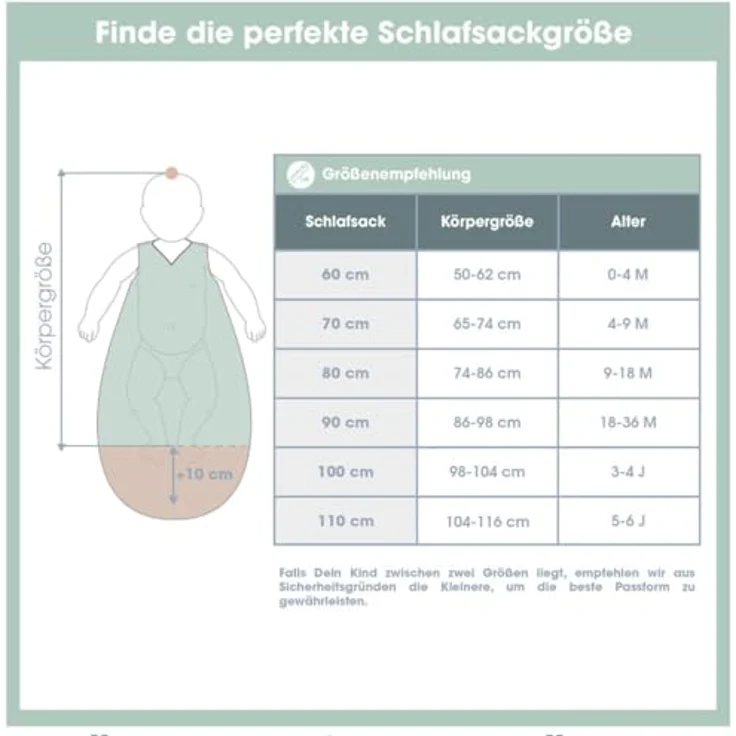 emma & noah Babyschlafsack Schlafsack 1.0 TOG, Rund, Strampelsack, Schlafsack für Neugeborene – Bild 7