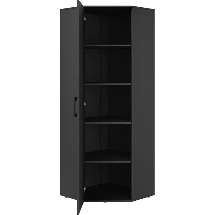 Bellamio 'Apol' Eckschrank, schwarz, 176x63x63 cm, Mehrzweckschrank mit 5 Fächern, inkl. 2 verstellbaren Einlegeböden – Bild 9