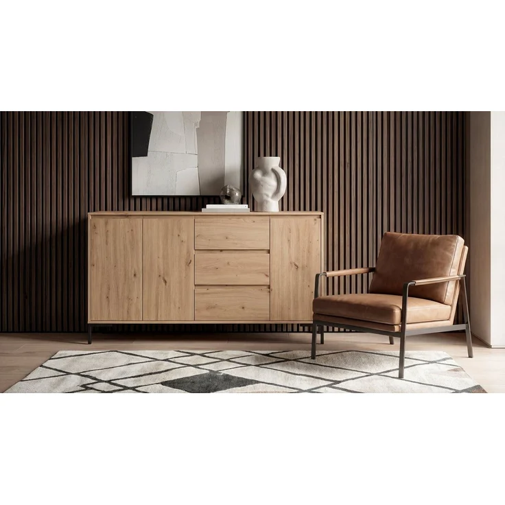 Newroom Sideboard Artisan Eiche 170 cm, Wildeiche Sideboard Vintage Industrial Highboard Anrichte Wohnzimmer – Bild 3