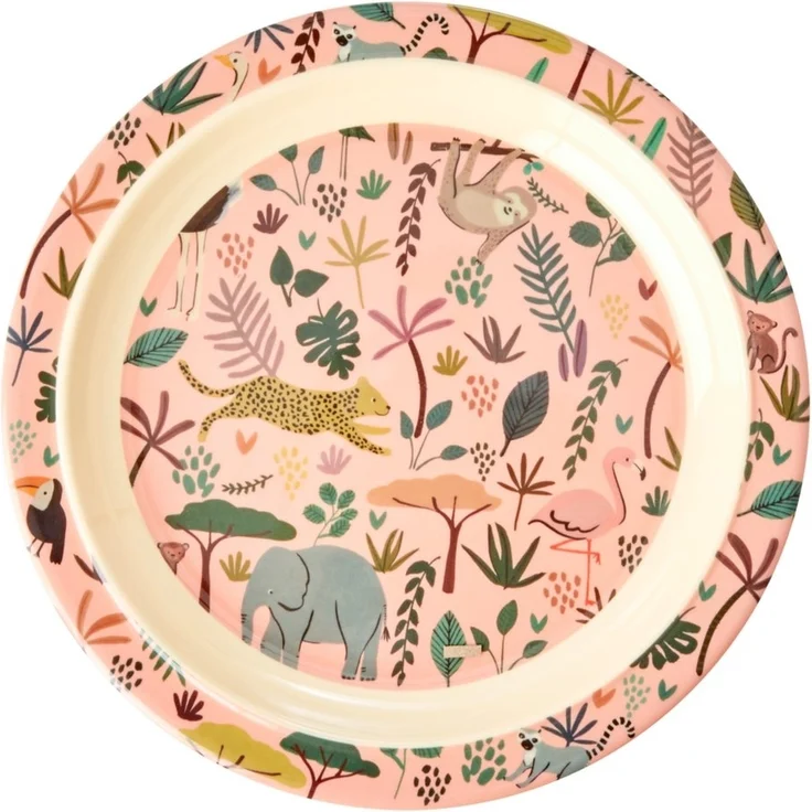 rice Frühstücksteller Rice Kinderteller - Koralle - All Over Jungle Print – Bild 1
