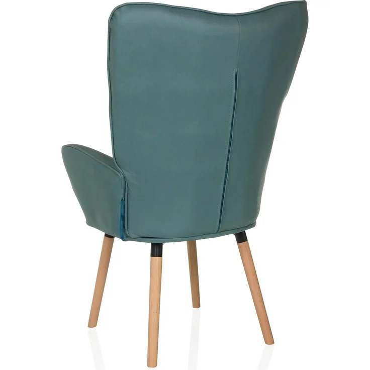 hjh LIVING Ohrensessel in Velour-Optik HAVENIO I Sessel für Wohnzimmer Schlafzimmer, Polsterstuhl mit Holzbeinen, Stoff Mint – Bild 8