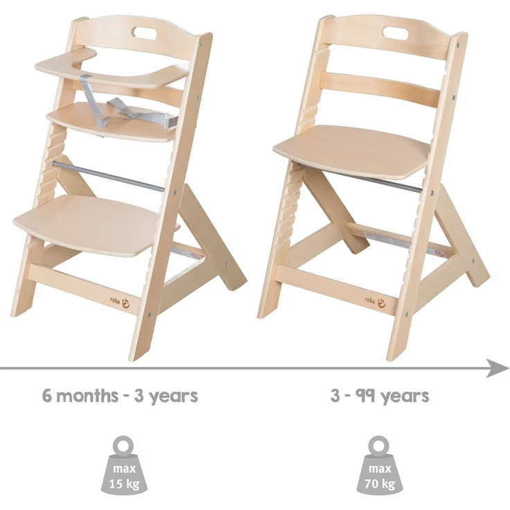 roba Babyhochstuhl Liv Up inkl. Hochstuhl Organizer - Kinderhochstuhl aus FSC zertifizierte, Holz - ab 6 Monaten - bis 70 kg belastbar - Natur – Bild 8
