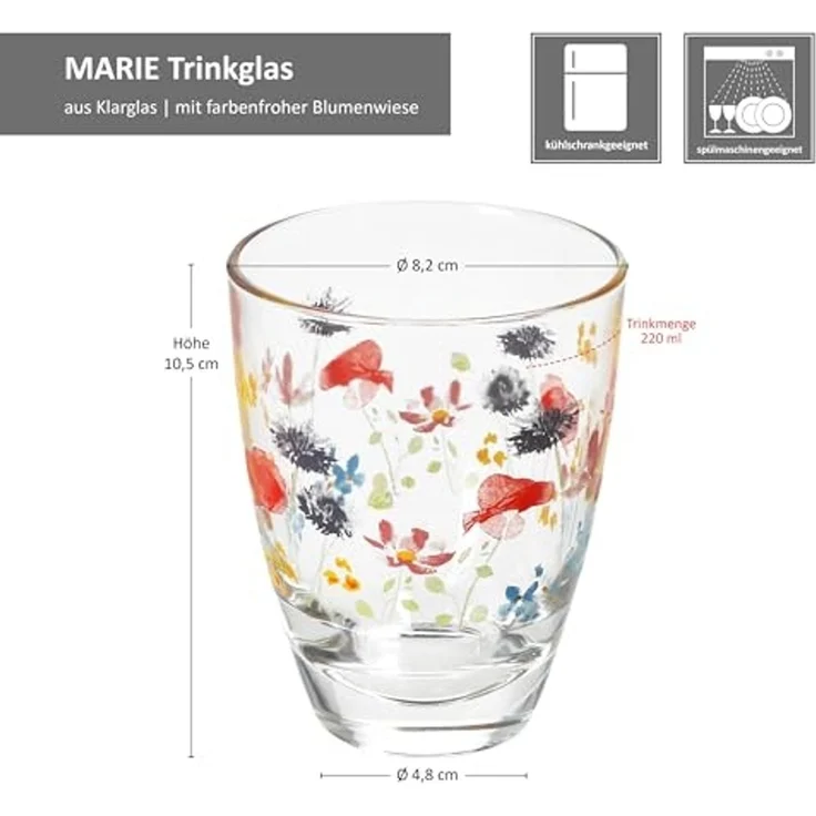 MamboCat Glas 6x Marie Trinkgläser 220ml Saft-Gläser Limo-Glas Wasser Softdrink, Glas – Bild 6