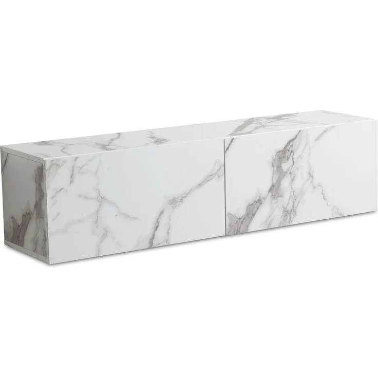 FINEBUY Lowboard FB58622 (Marmor-Optik Weiß 120x30x30 cm mit zwei Türen), TV-Kommode Hoch, TV-Schrank Modern, Fernsehtisch – Bild 6