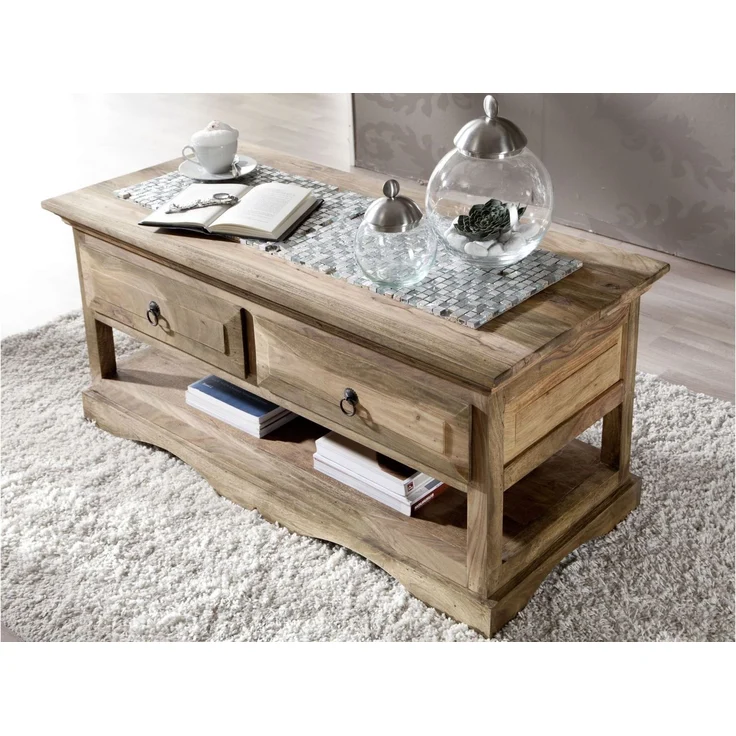 Couchtisch Sheesham 110x50x50 grau geölt LEEDS #44 – Bild 3