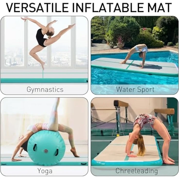 Todeco Gymnastikmatte Taumelmatte Air Track Matte 4m, Luftbodenmatte Gymnastikmatten Fitness Matte mit Luftpumpe für Zuhause Training Tumbling Yoga Outdoor Fitness – Bild 2