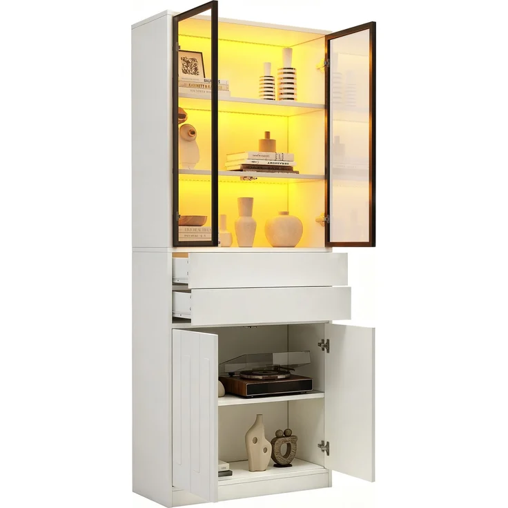 ZUBALIYA Schrank 70x34 cm mit LED-Beleuchtung mit Schubladen in Weiß, ideale Lösung für kleine Räume, robuste Verarbeitung, langlebige Materialien, einfache Selbstmontage – Bild 22