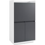 byLIVING Sekretär Hannes/Sekretär matt weiß - anthrazit/Office-Schrank mit 1 Klappe und 2 Türen/Grifflos/B 80, H 141, T 40 cm