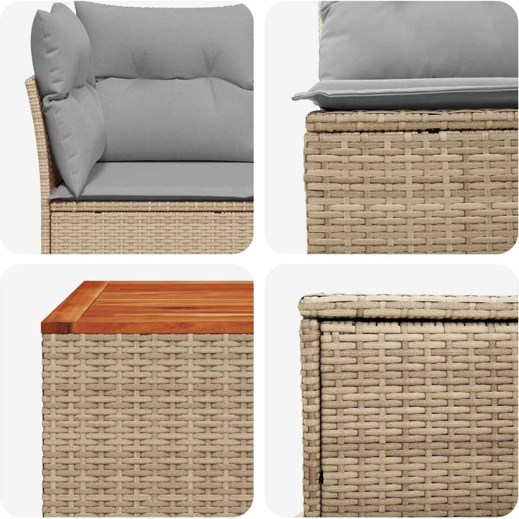 vidaXL Sofa Set 6 stk. Beige und Hellgrau Polyrattan und Stahl 3447363 – Bild 8