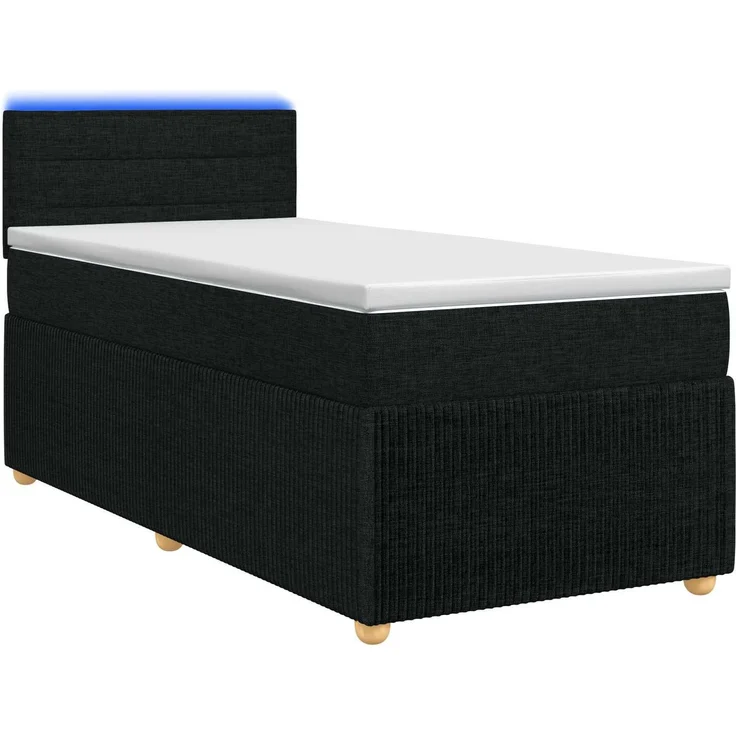 vidaXL Boxspringbett mit Matratze Schwarz 80 x 200 cm Stoff 3452801 – Bild 2