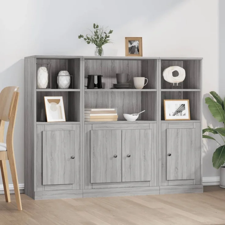 Highboards 3 Stk, BuffetSchrank, Büroschrank. Grau Sonoma Holzwerkstoff – Bild 1