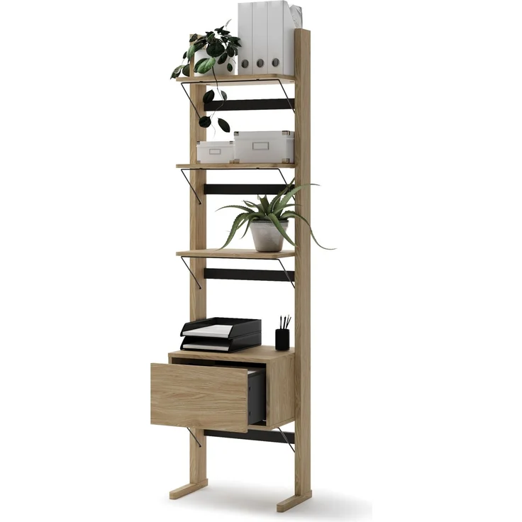 Selsey 'Ollie' Standregal mit 3 Fächern und Schublade, Eichenholzoptik, 52 cm breit 193 x 52 x 40 cm – Bild 5