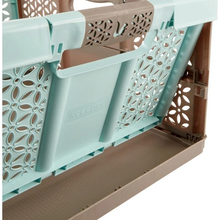 keeeper Stabile Profi-Klappbox mit Soft-Touch Griffen, 48,5 x 35 x 23,5 cm, 32 l, Lea, Blau/Taupe – Bild 3