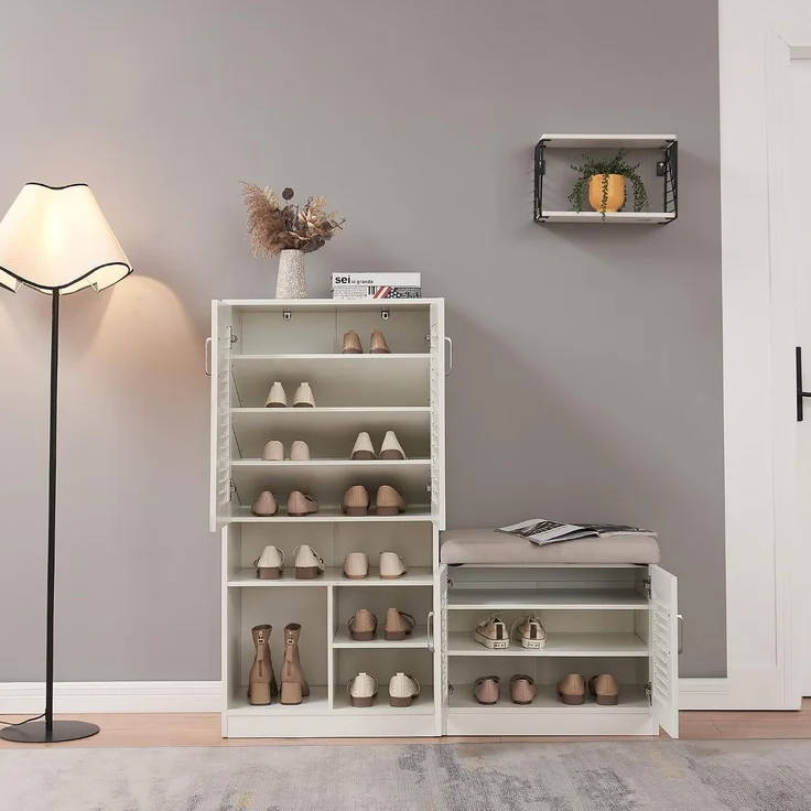 Schuhschrank Løten 120x37x120 cm Weiß [en. casa] – Bild 3