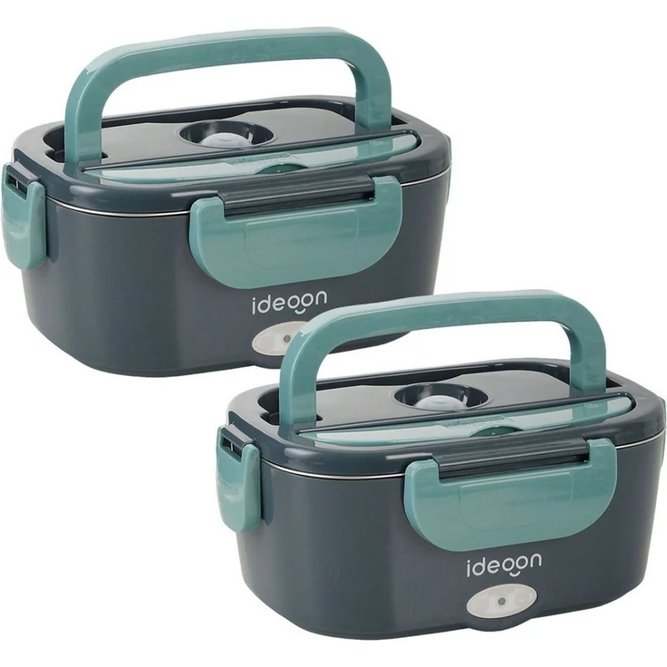 shop'n smile ideoon Elektrische Lunchbox Elektrische Lunchbox 60W 1,5L Warmhaltebox Edelstahl Speisenwärmer, (2-tlg, 1er-Set & 2er-Set), Edelstahlbehälter, Isoliertasche, Besteckset/ in 30 Min. auf 65 °C – Bild 2