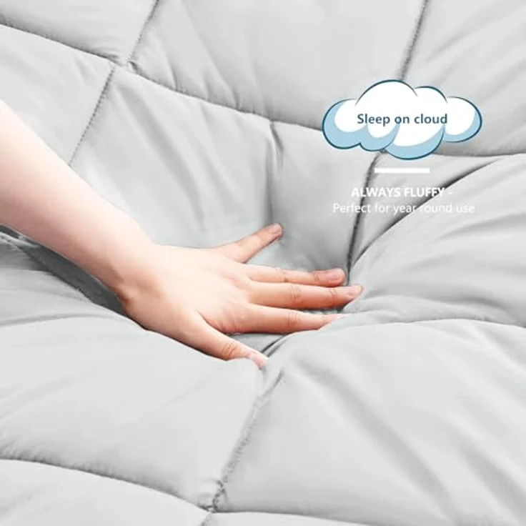 WAVVE Bettdecke 200x200 cm Ganzjahresdecke 4 Jahreszeiten, Steppdecke 300gsm Mikrofaser 200x200 cm, Super Weiche Zudecke Schlafdecke Atmungsaktive 200x200 Hellgrau – Bild 7