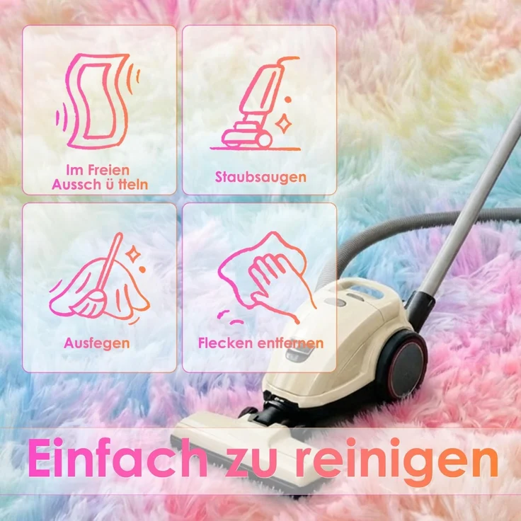 ROHATIM Teppich Flur 80x150 cm Regenbogen Waschbar Rutschfester Hochflorteppich Schlafzimmer Kinderzimmer Flauschiger Teppiche – Bild 8