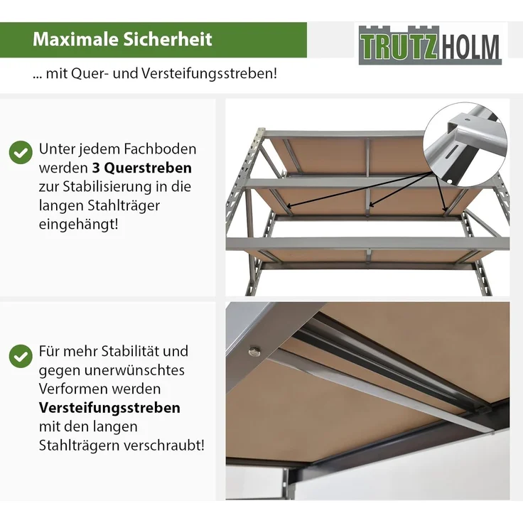 Schwerlastregal Emil 180x190x60 cm 3200 kg aus Stahl Stecksystem 4 Fachböden Pickregal Lagerregal – Bild 5