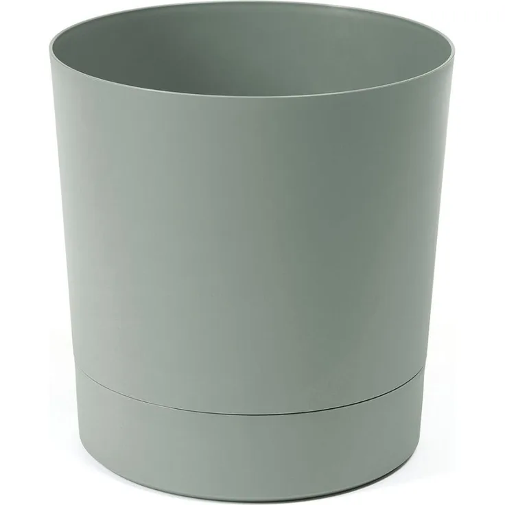 Pflanzgefäß mit integriertem Untersetzer, Breite 20 cm – 4,7L – Grüner Blumentopf für Innen & Außen – Wetterfest & Pflegeleicht, Graugrün