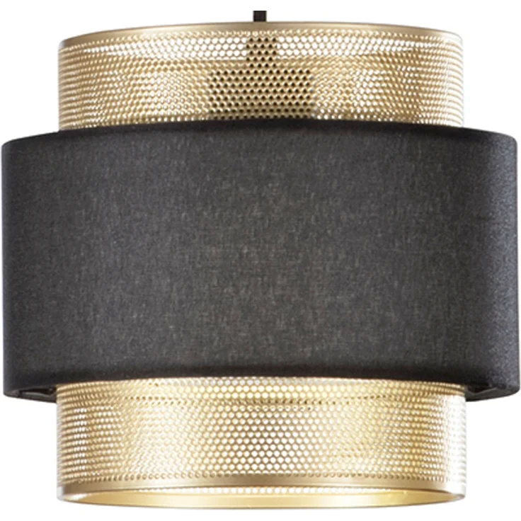 LED Hängelampe 3-flammig, Metall Gold mit Stoffblende Schwarz, Breite 85cm – Bild 5
