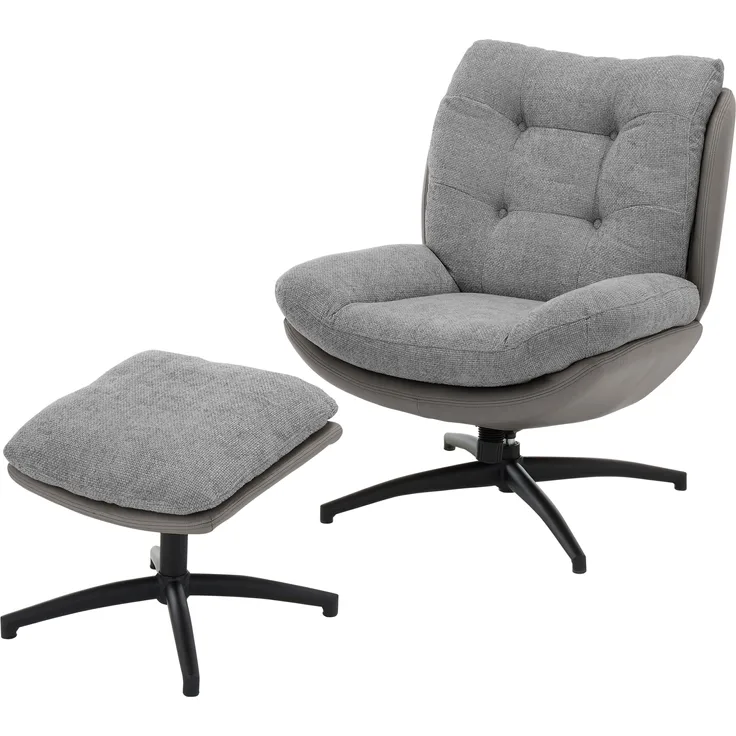 DIBBA Loungesessel inkl. Hocker - Grau