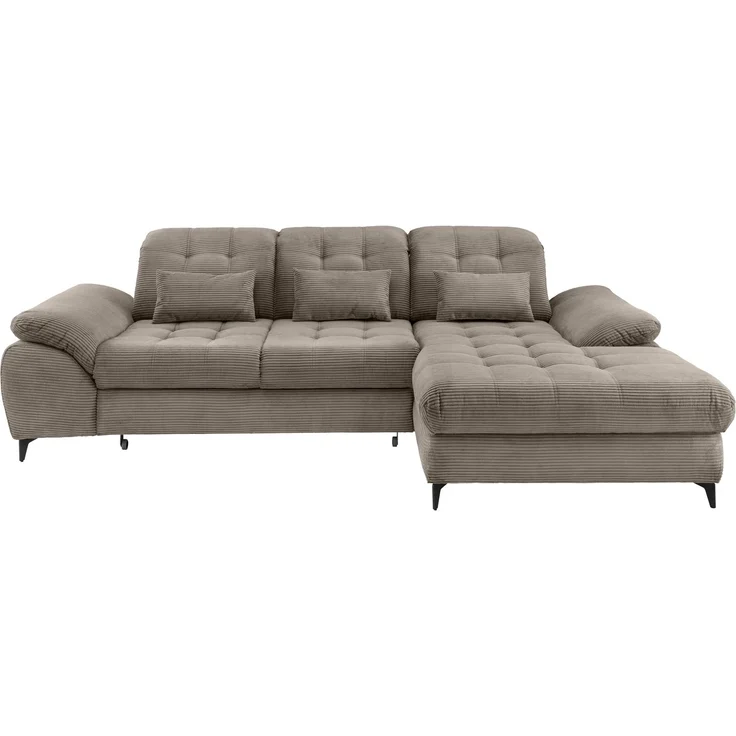 Polsterecke >Devland< Schlaffunktion, Stauraum, Cord grau-braun - 273x105x189cm (BxHxT) – Bild 3