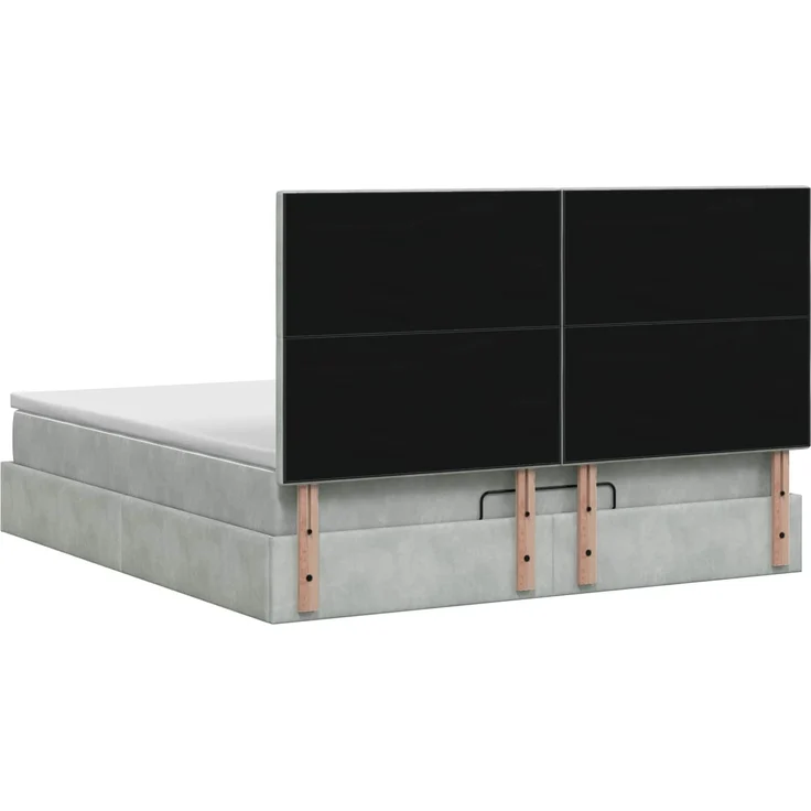 vidaXL Ottoman Bett mit Matratze Hellgrau 140 x 200 cm Samt 3457797 – Bild 9