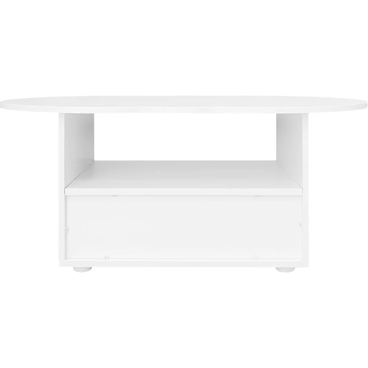 FurnitureR 1 Stück weißer Tisch, einzigartiges Wellendesign, mitteldichtes Fiberblattenmaterial, modernes Wohnzimmerzentrum, geräumiger Stauraum, kleine Eleganz – Bild 4