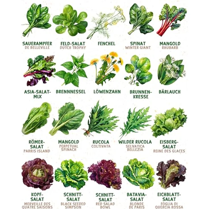 ZenGreens® - Bio Salatgemüsesamen im 20er Set - 20 Salat Gemüse Samen für den einfachen Anbau im Garten, Balkon oder Hochbeet - Pflanzensamen - Saatgut – Bild 7