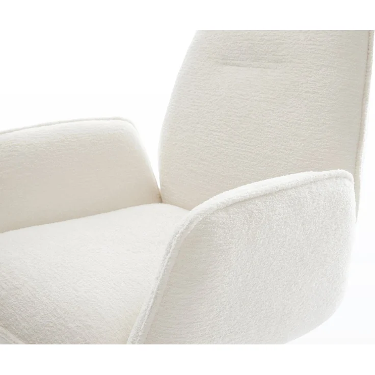 Drehstuhl Zoa-Flex Bouclé Soft Beige Fußkreuz Edelstahl 360° drehbar Wippfunktion Taschenfederkern – Bild 4