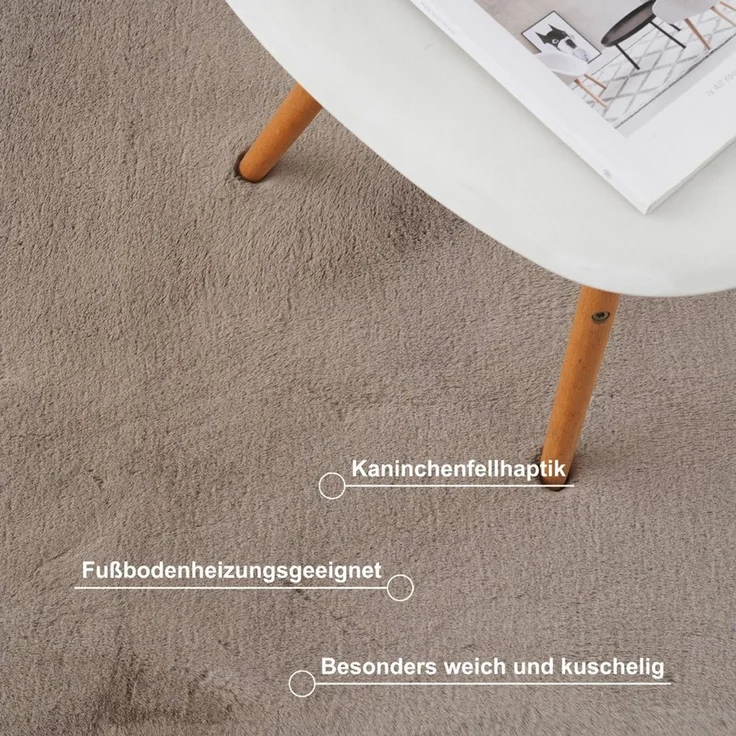 OTTO home Fellteppich Balu, in Standard- und Premium-Qualität, 20 mm oder 38 mm Höhe, rechteckig, Höhe: 20 mm, Kaninchenfell-Haptik, kuschelig, weich, Kunstfellteppich, Wohnzimmer – Bild 4