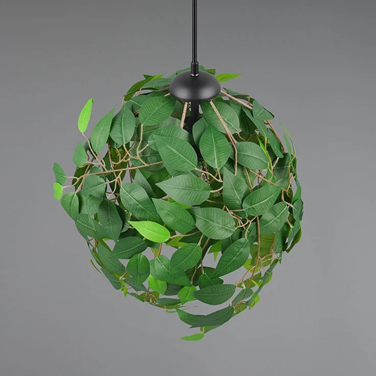 Hängeleuchte, Höhe anpassbar, Blätter-Design, grün, H 150 cm – Bild 9
