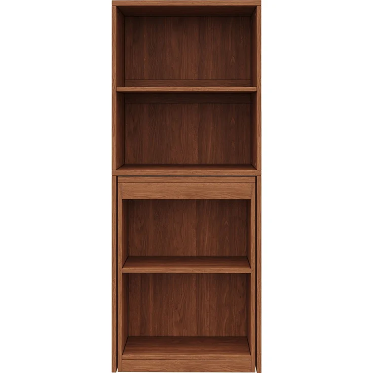 Flieks Klapptisch 130 x 51 x 137 cm, 2-in-1 Schreibtisch und Bücherregal mit 4 Fächern und Rollen, Nussbaumoptik – Bild 8