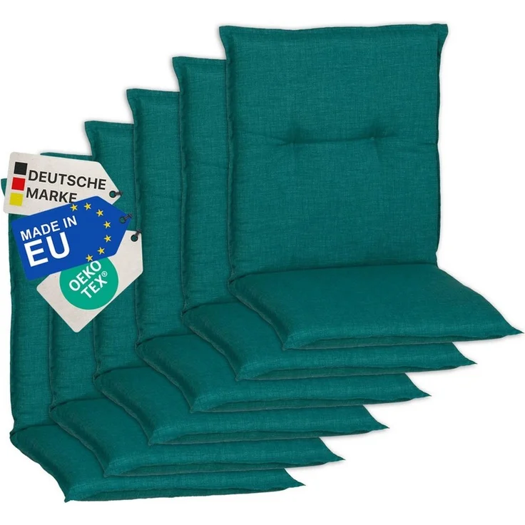 NYVI Sitzauflage Niedriglehner Auflagen 6er Set Barcelona Gartenstuhlauflagen 100x50cm, (6 St), Niederlehner Stuhlauflage Sitzauflage mit Halteband – Bild 1