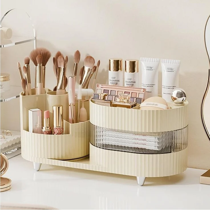 TUWENA Make-Up Organizer 360° Drehbarer Pinsel Organizer, Skincare Organizer für Badezimmer – Bild 5