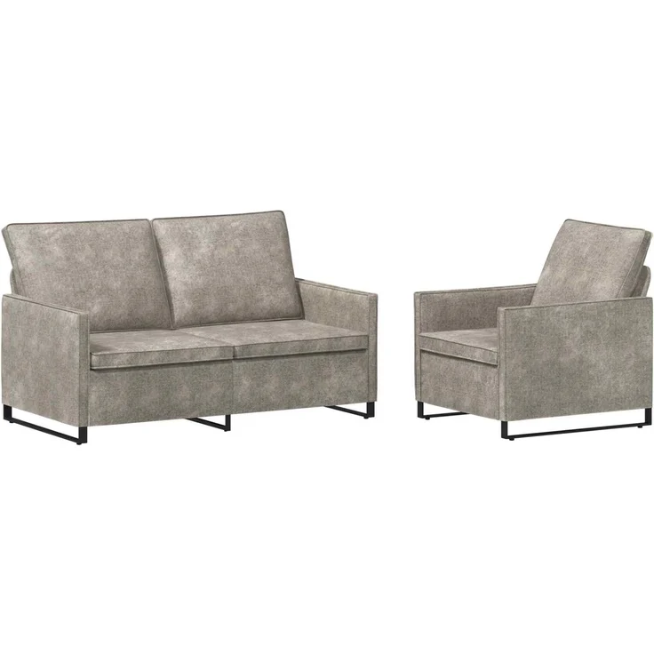 vidaXL Sofa-Set 2 pcs Hellgrau Kunstwildleder 3433123 – Bild 1