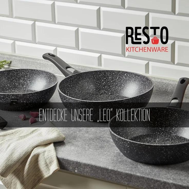RESTO Kitchenware Bratpfanne Leo, Wokpfanne mit vierschichtiger Marmor-Antihaftbeschichtung, Aluminium (1-tlg), mit einem abnehmbaren Griff - backofenfest, spülmaschinenfest – Bild 9