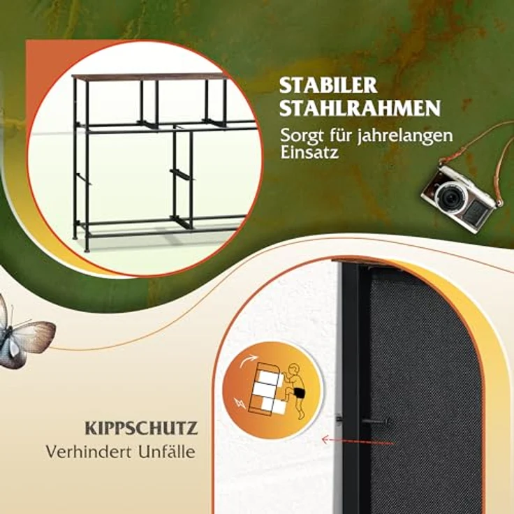 WLIVE Kommode mit 7 Schubladen aus Stoff, Kommodenschrank für Schlafzimmer, Kommode Wohnzimmer, mit Stabiler Stahlrahmen, Vintagebraun-Schwarz – Bild 8