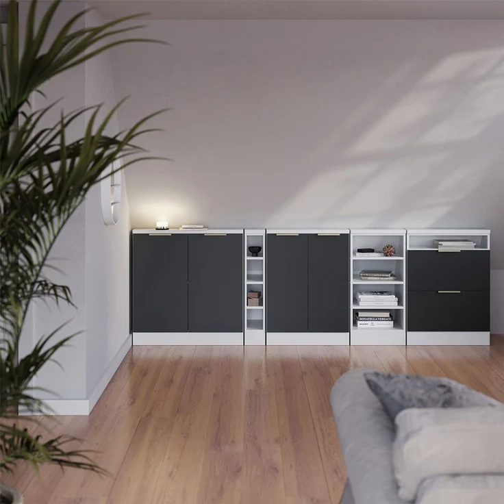 Küchenschrank für Dachschrägen R-Line Anthrazit-Gold/Weiß 210 cm 5er Set Vicco – Bild 4