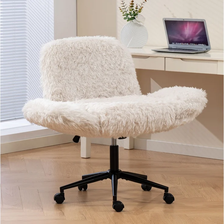Bürostuhl 50×55×92,2 cm in Beige mit klappbaren Armlehnen und Höhenverstellung – Bild 3