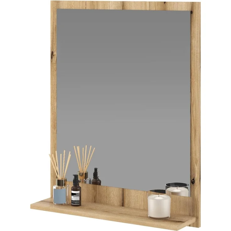 Badezimmer Spiegel Torsby in Eiche mit Ablage 60 x 75 cm – Bild 1