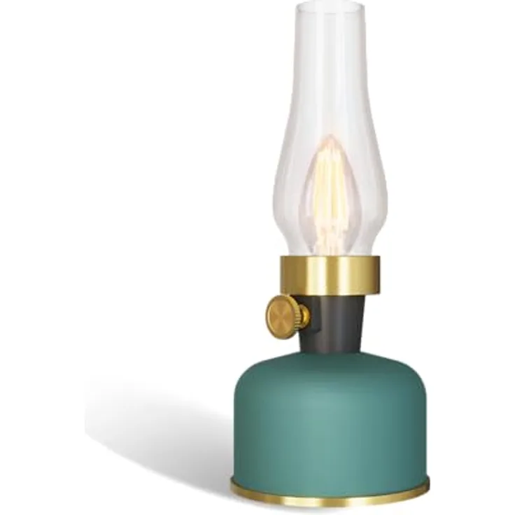 Calex Lavinio Wiederaufladbare Tischlampe, Kabellose LED-Öllampe, Dimmbar, Batteriebetrieben, Grün
