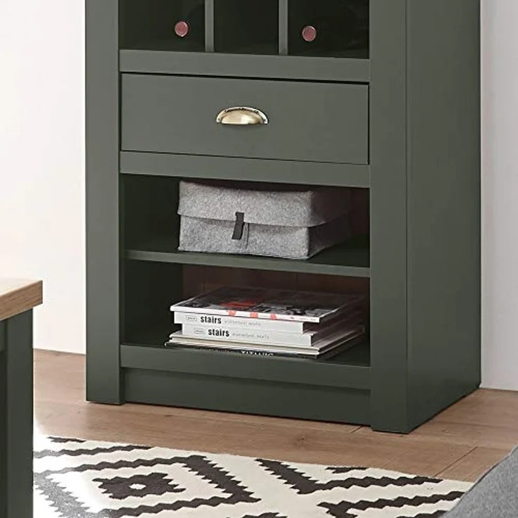 Lomadox Wohnwand CINCINNATI-61, (3-St), im Landhausstil in grün mit Wotan Eiche mit Beleuchtung 240/207/45cm – Bild 3