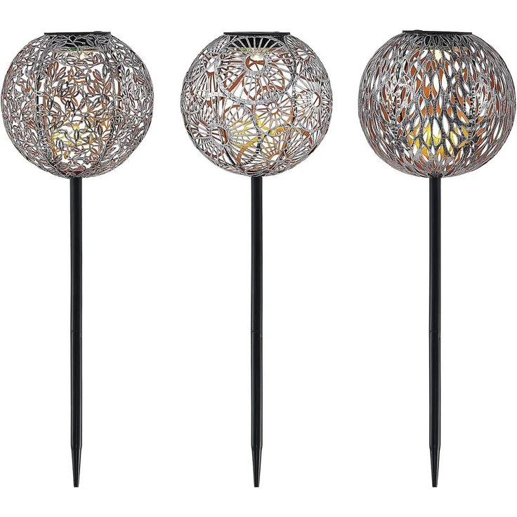 Lindby Außen-Stehlampe Vilani, LED, Metall, Alu warmweiß IP44, 3 x 0,06 W LED, warmweiß – Bild 1