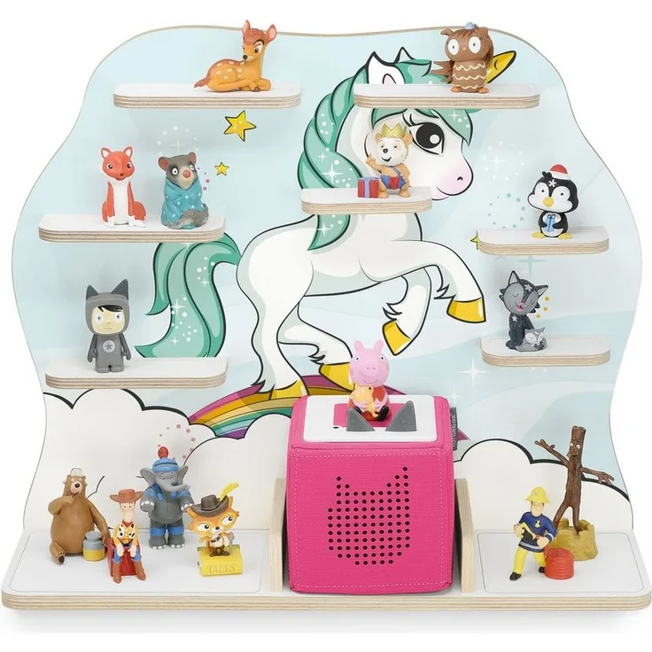 stadtecken Kinderregal geeignet für Toniebox und Tonies, zum Stellen & Hängen, Bunte, verspielte Aufbewahrung für 50 Figuren, ideal fürs Kinderzimmer