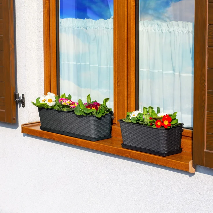 KADAX Balkonkasten Blumentopf Blumentopf Anthrazit 60cm + Ständer – Bild 2