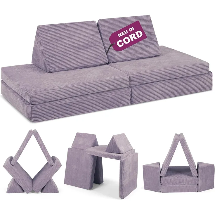 Linodino Kindersofa Spielsofa I aus Schaumstoff Bausteine I Spielcouch für Kinder, 3 Jahre Garantie